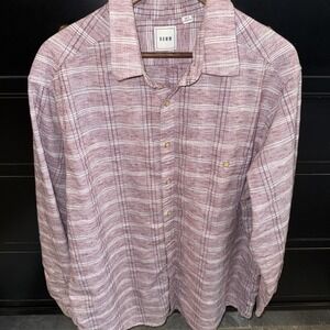 ROWM Men's Long-Sleeve Shirt 2XT‎ Tall Pink Burgundy Black White Plaid